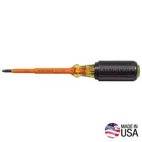 Klein Tools 445056313347 #1 Insulated Phillips Head Screwdriver With 4 Inch Round Shank- Cushion Grip Hand