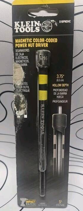 516pndhc Klein Tools Hollow Magnetic Color-coded Power Nut Driver 5/16 Inch