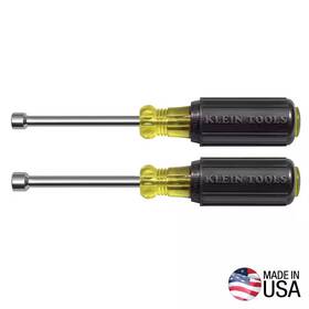 Klein Tools 711181429053 2-piece Magnetic Nut Driver Set With 3 Inch Hollow Shafts- Cushion Grip Handles