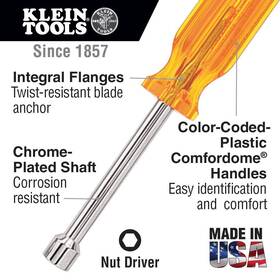 Klein Tools 726084253476 3/16 Inch Nut Driver With 6 Hollow Shaft
