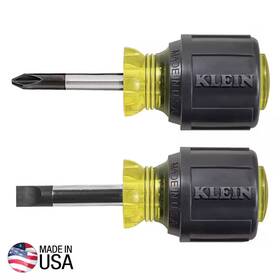 Klein Tools 744110565645 2-piece Stubby Screwdriver Set- Cushion Grip Handles