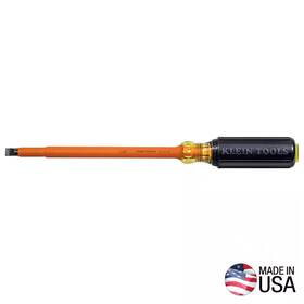 Klein Tools 744110938760 3/8 Inch Insulated Cabinet-tip Flat Head Screwdriver With 8 Round Shank- Cush