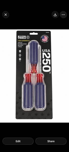Klein Tools 85485ins Usa 250th 3-piece Mixed Screwdriver Set Made In