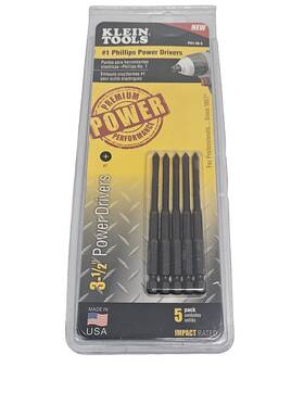 Ph1-35-5 Klein Tools 5 Pack #1 Philips Power Drivers 3-1/2 Inch