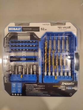 Kobalt 850212004392 52 Piece Drill And Drive Set 1/4 Inch Hex Shank Titanium Coating New