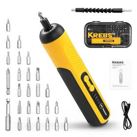 Krebs 974889210024 4v Electric Screwdriver Kit 5nm With 25pc Bits 1500mah Led Flashligh