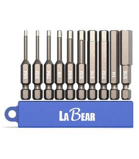 Labear 710949320805 10pc Sae 2 Inch Long 1/4 Shank Hex Head Allen Wrench Screwdriver Bit Set S