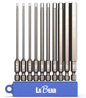 Labear 710949321130 10pc Metric 4 Inch Long Tamper Hex Security Allen Wrench Set 1/4 Shank H