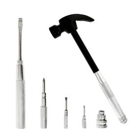 Lasund 726960808844 Multifunction 6 In 1 Screwdriver And Small Hammer Set Camping Multitool Black