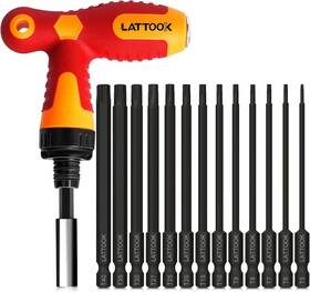 Ltk-torx138  Lattook 13pc Security Tamper Proof Star Bit Set 1/4ft Ratcheting Driver T Hand S2 4ftftlong