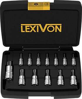Lexivon 840025244467 Tamper Proof Torx Bit Socket Set Premium S2 Alloy Steel 13-piece Security