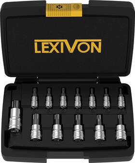 Lx-146 Lexivon Tamper Proof Torx Bit Socket Set Premium S2 Alloy Steel 13-piece Secu