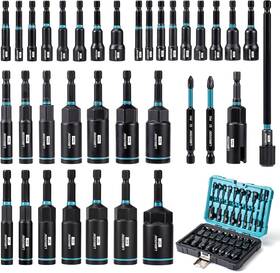 Libraton 313036467410 Magnetic Nut Driver Set 35pcs Impact Bit Deep S