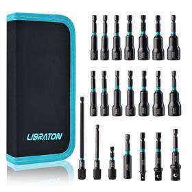 Libraton 630808009327 21pcs Magnetic Nut Driver Set Impact Drill Bit 1/4 Inch Metric And S