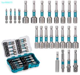 916102 Libraton 24pcs Magnetic Nut Driver Set Metric/sae Impact Bits Adapters And Holder With Case