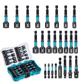 916103 Libraton 24pcs Magnetic Nut Driver Set Impact Drill Bit 1/4 Inch Metric And S