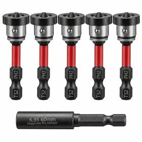 Lixternum 22445686 5pcs Drywall Screw Setter 1/4 Inch Hex Adjustable Depth Ph2 Positioning