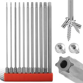 Usvi-18 Lmxmgrg 11pcs 6 Point Long Torx Bits Set Security Bit 1/4 Inch Hex Shank S2