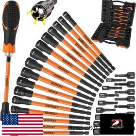 B0d1kcwm2p Lozagu 33pc Magnetic Nut Driver Set 6 Inch Long Handle Metric And Sae Sizes