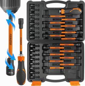 Loz-t33 Lozagu 33pcs Magnetic Nut Driver Set With Long Handle 6 Inch Drive