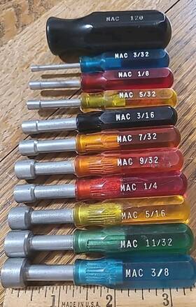 Nd-100-s Mac Tools Nut Drivers. Nd-100-s. Set Of 10. In Case. Usa Made Euc