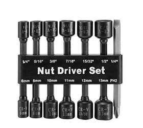 Macwork 752058093953 14pc Power Magnetic Nut Driver Drill Bit Set Socket Adapter Metric&sae Socke