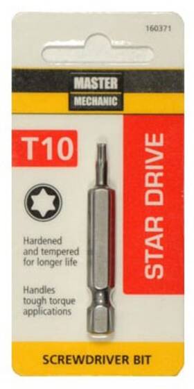 160371 Master Mechanic Torx Driver Power Bit T10 2 Inch -