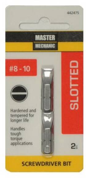 442475 Master Mechanic 6 Pack - #8 Slotted Insert Bit Tip 1 Inch 2-pk 442475 Master Mechanic 6 Pack - #8 Slotted Insert Bit Tip 1 Inch 2-pk