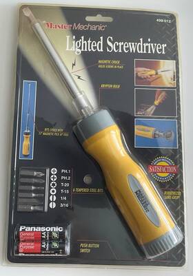 499-012 Master Mechanic 691428032003 Lighted Screwdriver Bit Storage Handle New