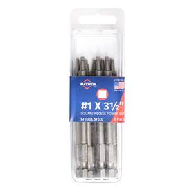 19616-8 Mayhew Tools 045256015286 Usa Square Recess Power Bit No. 1 X 3.5 Inch 8-pack