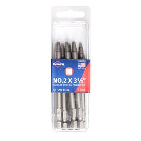 19617-8 Mayhew Tools 045256015309 Usa Square Recess Power Bit No. 2 X 3.5 Inch 8-pack