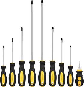 Mdvora 445025090033 9pcs Magnetic Screwdriver Set 12in Including Extra Long Phillips And Slotted Sc
