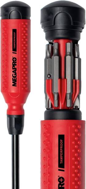 151tp Megapro 733353227120 - Tamperproof 15-in-1 Multi-bit Screwdriver Black/red Black Red