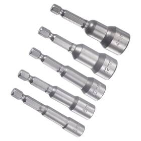 Metallixity 634149684625 5pcs Nut Driver Set 1/4 Inch Hex Shank 6mm - 14mm Dia Power Nuts Drill Bit