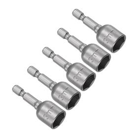 Metallixity 767153669149 5pcs 1/4 Inch Hex Quick Change 13mm Magnetic Hollow Shaft Nut Setter 48mm Long