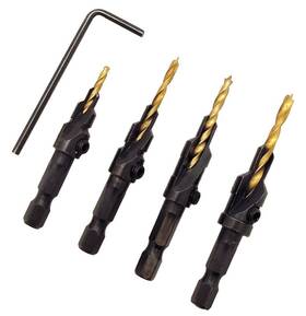 5341 Milescraft 785533383874 4 Pc. Counterbitset - Countersink Drill Bit Set #6 8 10 12 Black