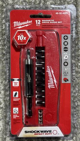 48-32-4507 Milwaukee 045242238354 Shockwave Magnetic Driver Guide Set - 12 Pieces