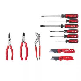 Milwaukee 313021286262 Screwdriver Set With Cushion Grip Fastback Utility Knife And Compact Utilit