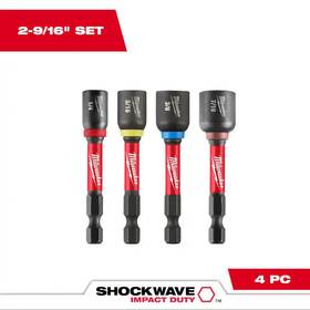 Milwaukee 313037729791 Shockwave Impact-duty 2-9/16 Inch Alloy Steel Magnetic Nut Driver Set 4-piece