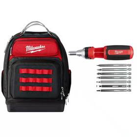 Milwaukee 313053740725 15 Inch Ultimate Jobsite Backpack With 9-in-1 Square Drive Ratcheting Multi-bit S