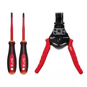 Milwaukee 445015412449 1000-volt Insulated Slim Tip Screwdriver Set With Automatic Wire Stripper And Cu