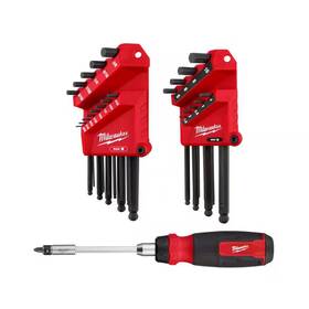 Milwaukee 445019936965 Ball End Sae/metric L-key Set With 27-in-1 Ratcheting Multi-bit Screwdriver 23