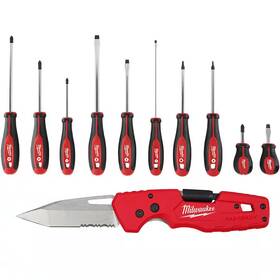 Milwaukee 445030317385 Screwdriver Set Fastback 5-in-1 Folding Knife With 3 Inch Blade 11-pc