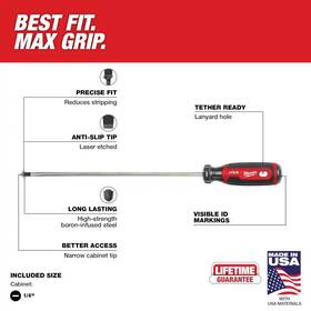 Milwaukee 445031645692 10 Inch X 1/4 Cabinet Screwdriver With Cushion Grip