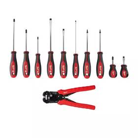 11-pie Milwaukee 445039691653 Combination Screwdriver Set With Self-adjusting Wire Stripper And Cutter
