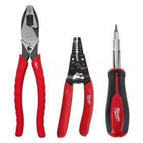 Milwaukee 445046034054 Electricians Screwdriver Linemans Plier And Wire Stripper Hand Tool Kit 3pcs