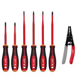 48-22-2206-48-22-3081 Milwaukee 1000-volt Insulated Slim Tip Screwdriver Set With 12-16 Awg Nm Dipped