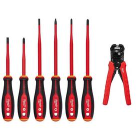 48-22-2206-48-22-3082 Milwaukee 1000-volt Insulated Slim Tip Screwdriver Set With Self-adjusting Wire 48-22-2206-48-22-3082 Milwaukee 1000-volt Insulated Slim Tip Screwdriver Set With Self-adjusting Wire