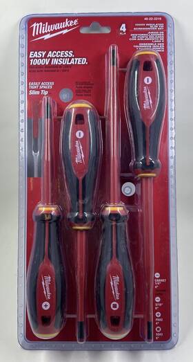 48-22-2219 Milwaukee 1000v Insulated Slim Tip Screwdriver Set 4pc