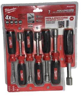 48-22-2507 Milwaukee 7 Piece Magnetic Hollowcore Sae Nut Driver Set Great Gift